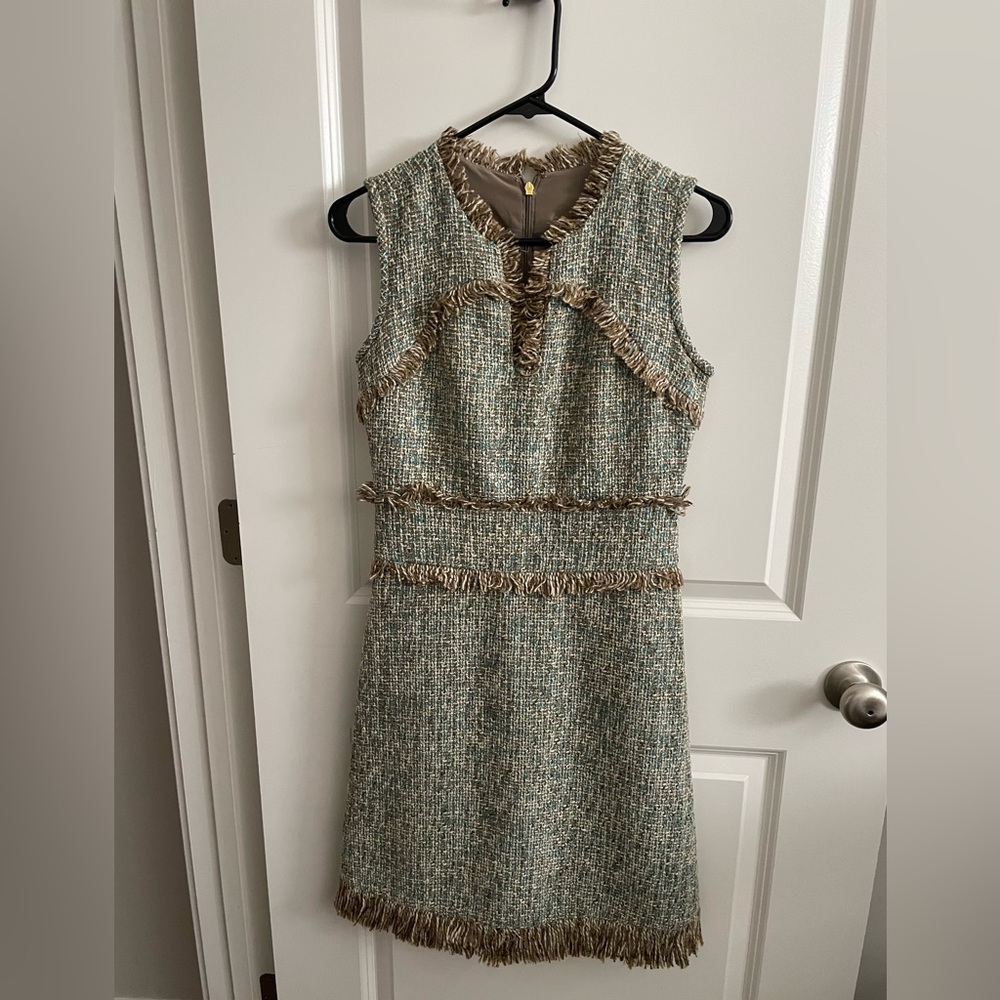 Tory Burch Natalya Tweed and Fringe Sleeveless Dress Size 2